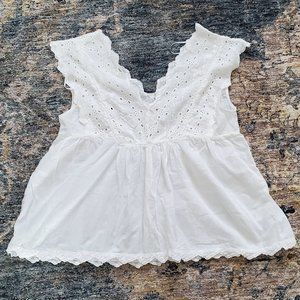 Lucky Brand White Eyelet Sleeveless Blouse